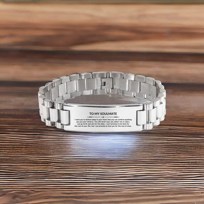 Inspirational Soulmate Engraved Ladder Stainless Steel Bracelet - Behind you, all your Memories, Before you, all your Dreams - Birthday, Christmas Holiday Gifts - Mallard Moon Gift Shop