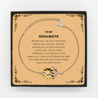 Inspirational Soulmate Sunflower Bracelet - Behind you, all your Memories, Before you, all your Dreams - Birthday, Christmas Holiday Gifts - Mallard Moon Gift Shop