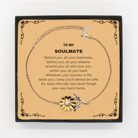 Inspirational Soulmate Sunflower Bracelet - Behind you, all your Memories, Before you, all your Dreams - Birthday, Christmas Holiday Gifts - Mallard Moon Gift Shop