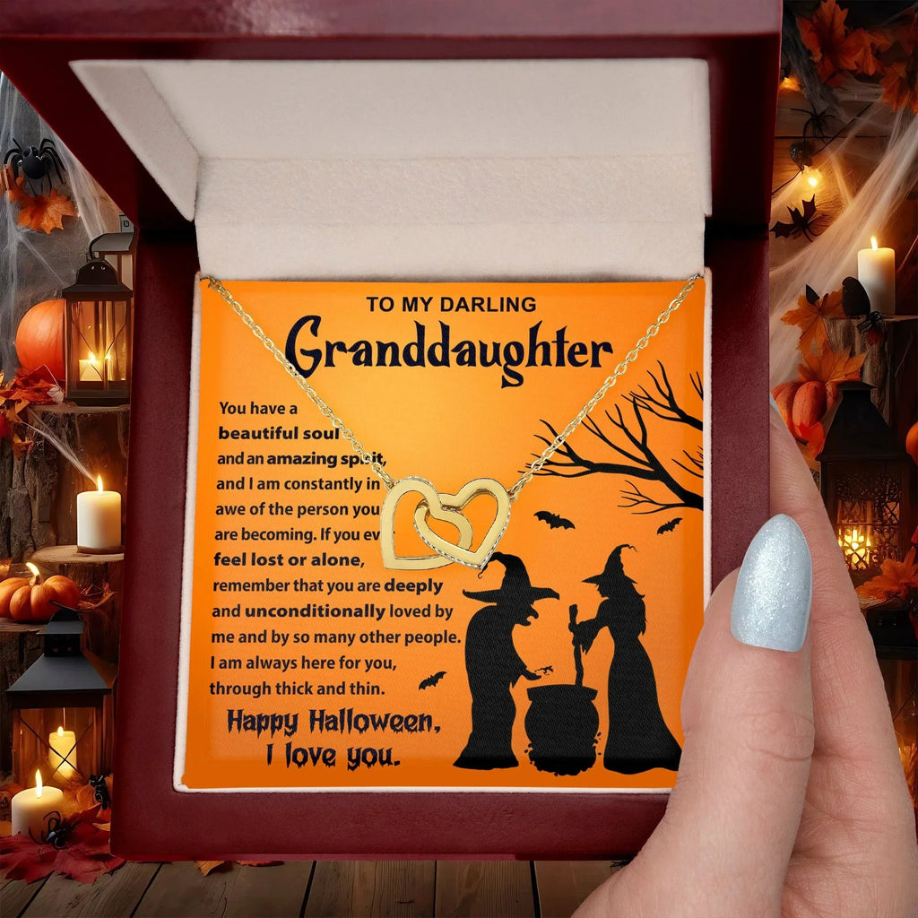 Granddaughter - Amazing Spirit Halloween Interlocking Hearts Pendant Necklace
