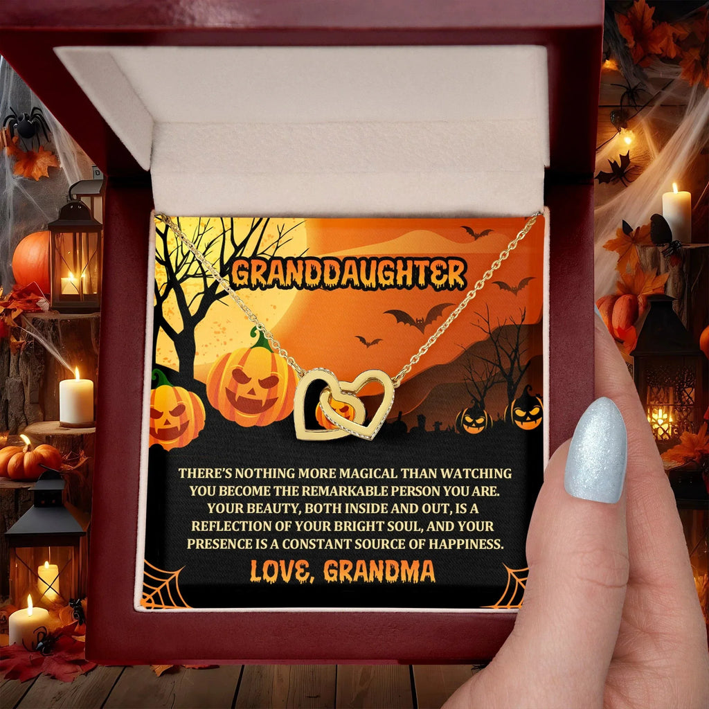 Granddaughter Halloween Nothing More Magical Personalized Interlocking Hearts Pendant Necklace