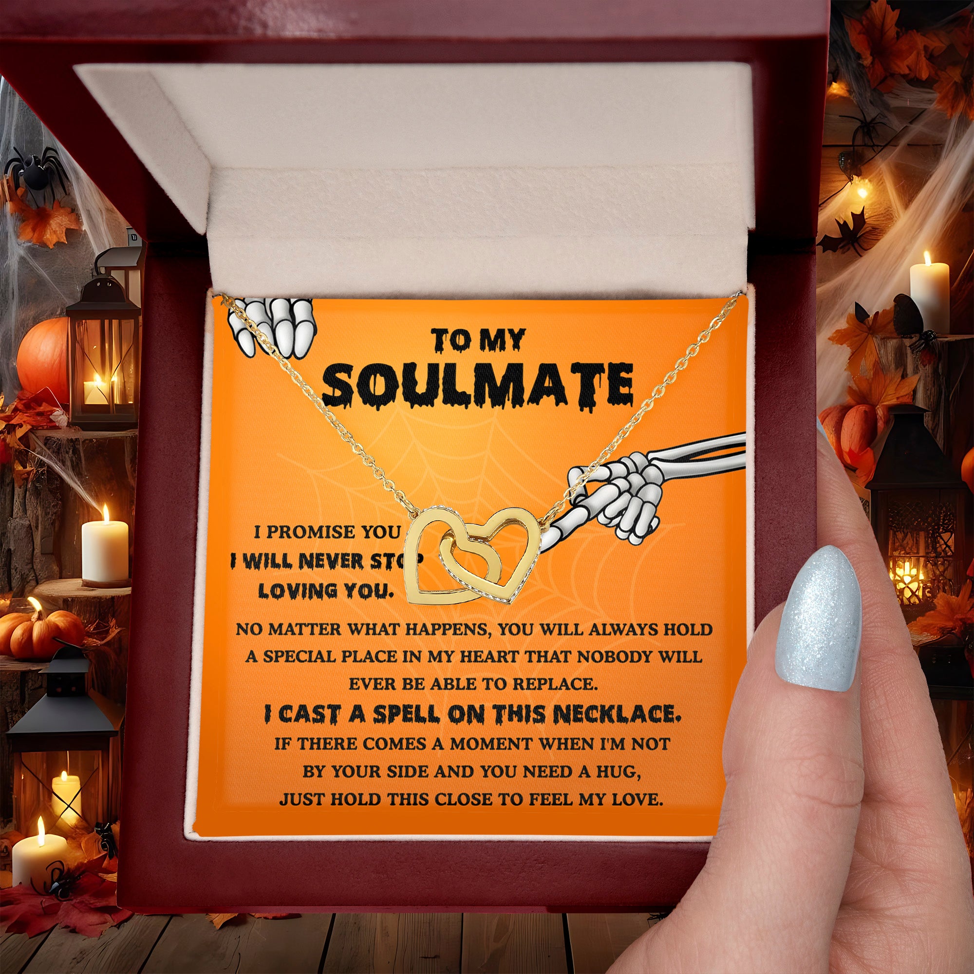 Soulmate-Never Stop Loving Halloween Interlocking Hearts Necklace - Mallard Moon