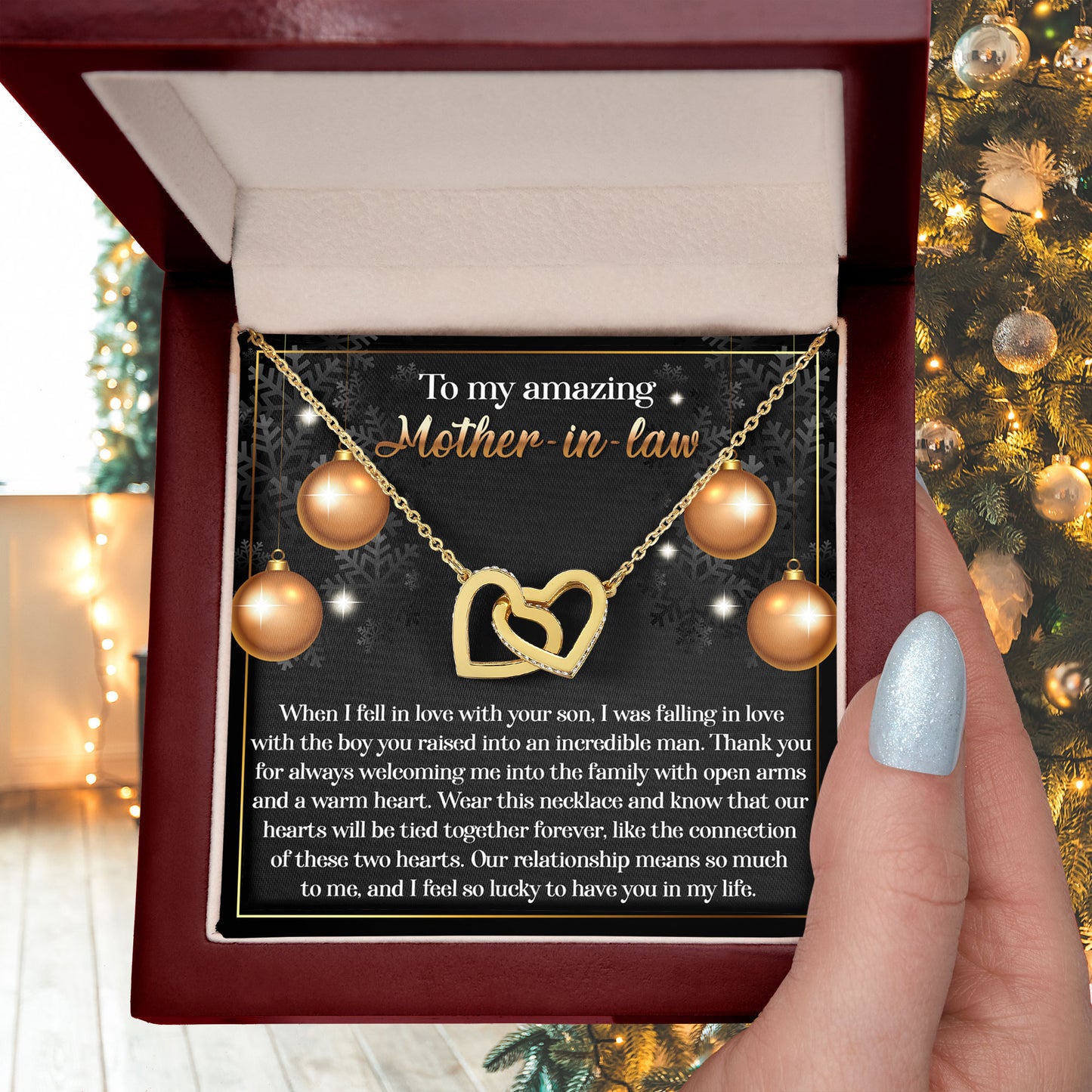 To My Amazing Mother-in-law  Our Two Hearts Pendant Necklace - Mallard Moon Gift Shop