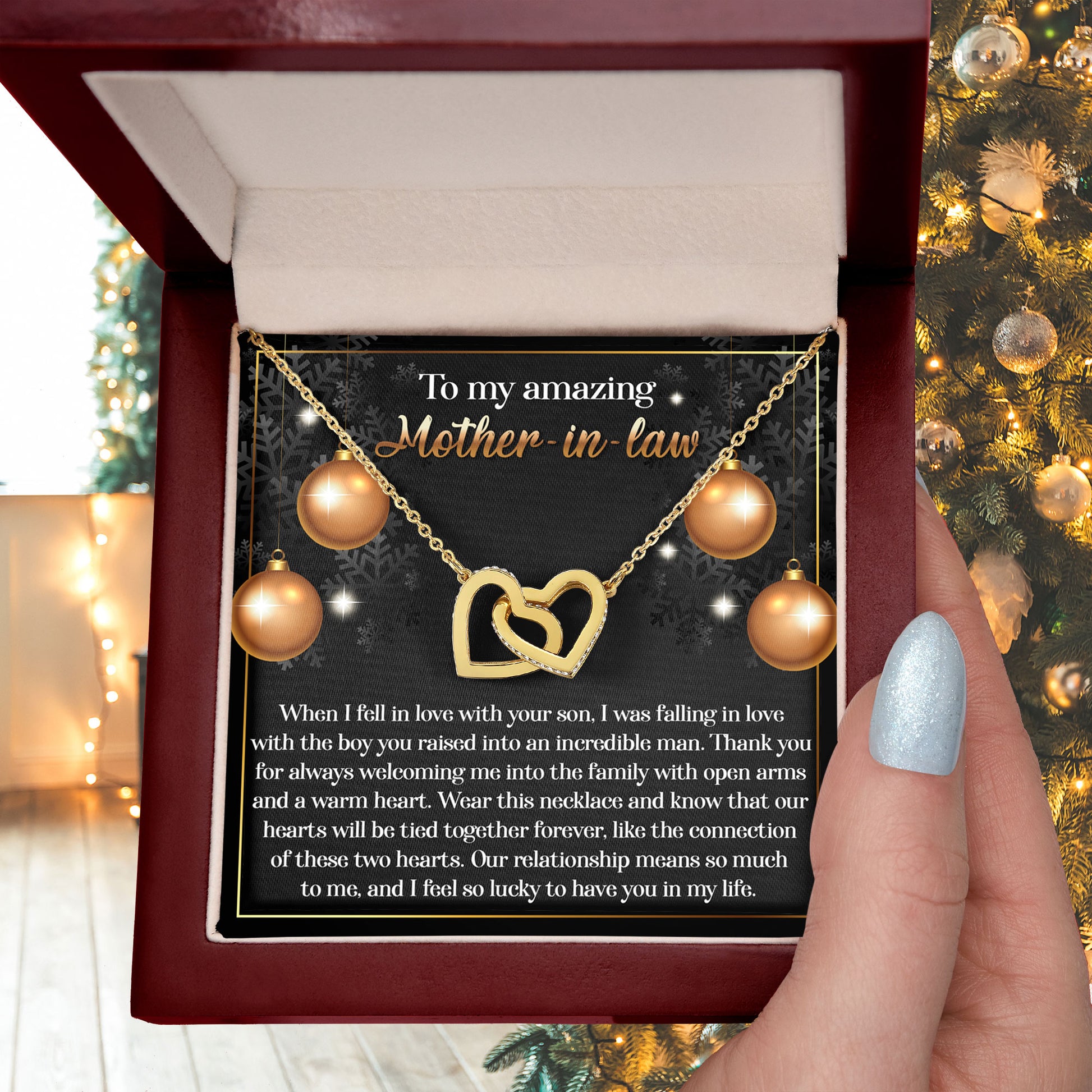 To My Amazing Mother-in-law  Our Two Hearts Pendant Necklace - Mallard Moon Gift Shop