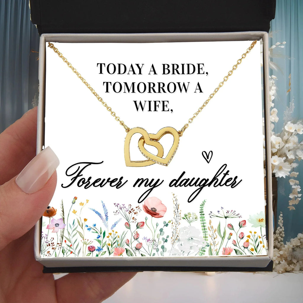 Gift For Daughter - Today a Bride - Interlocking Hearts Necklace