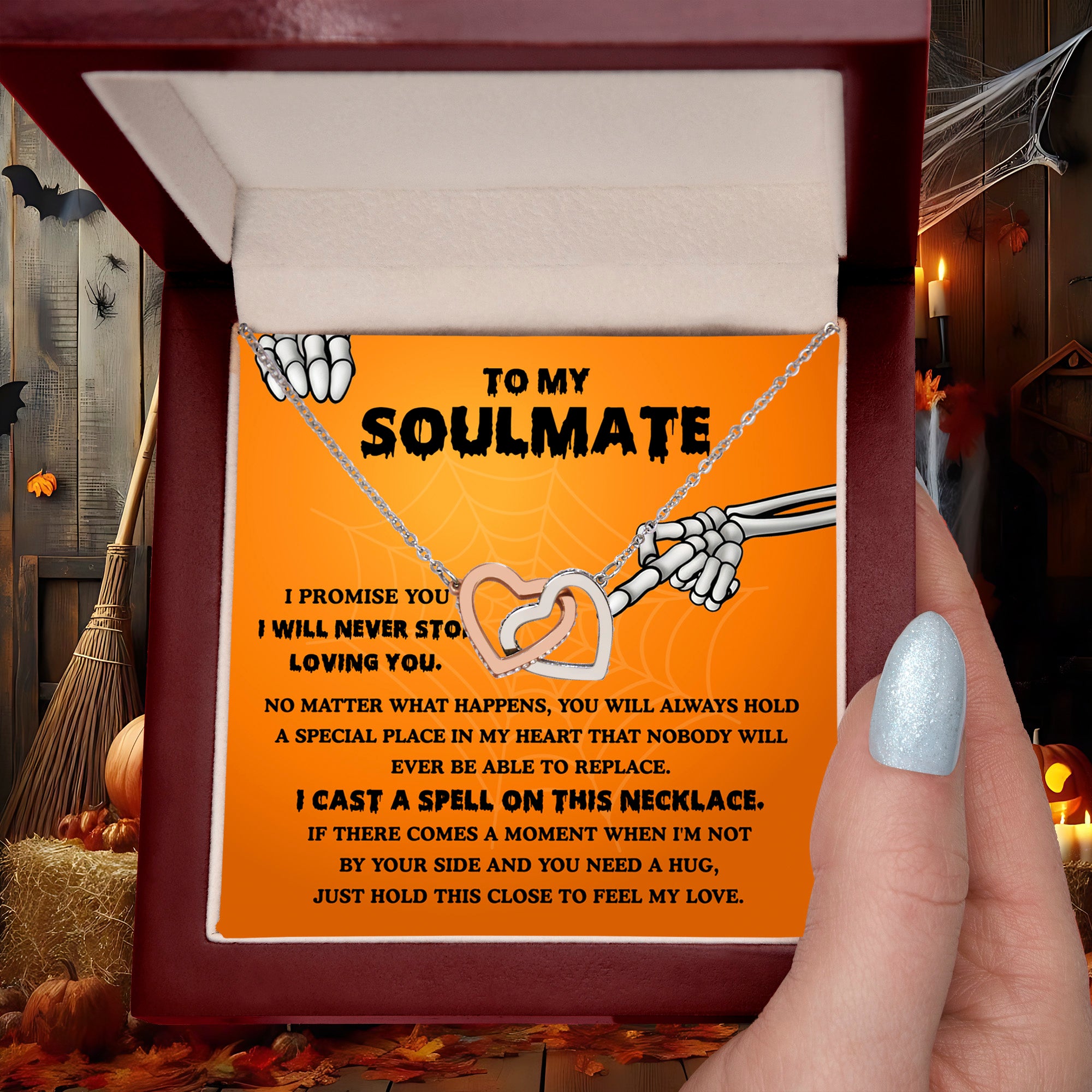 Soulmate-Never Stop Loving Halloween Interlocking Hearts Necklace - Mallard Moon