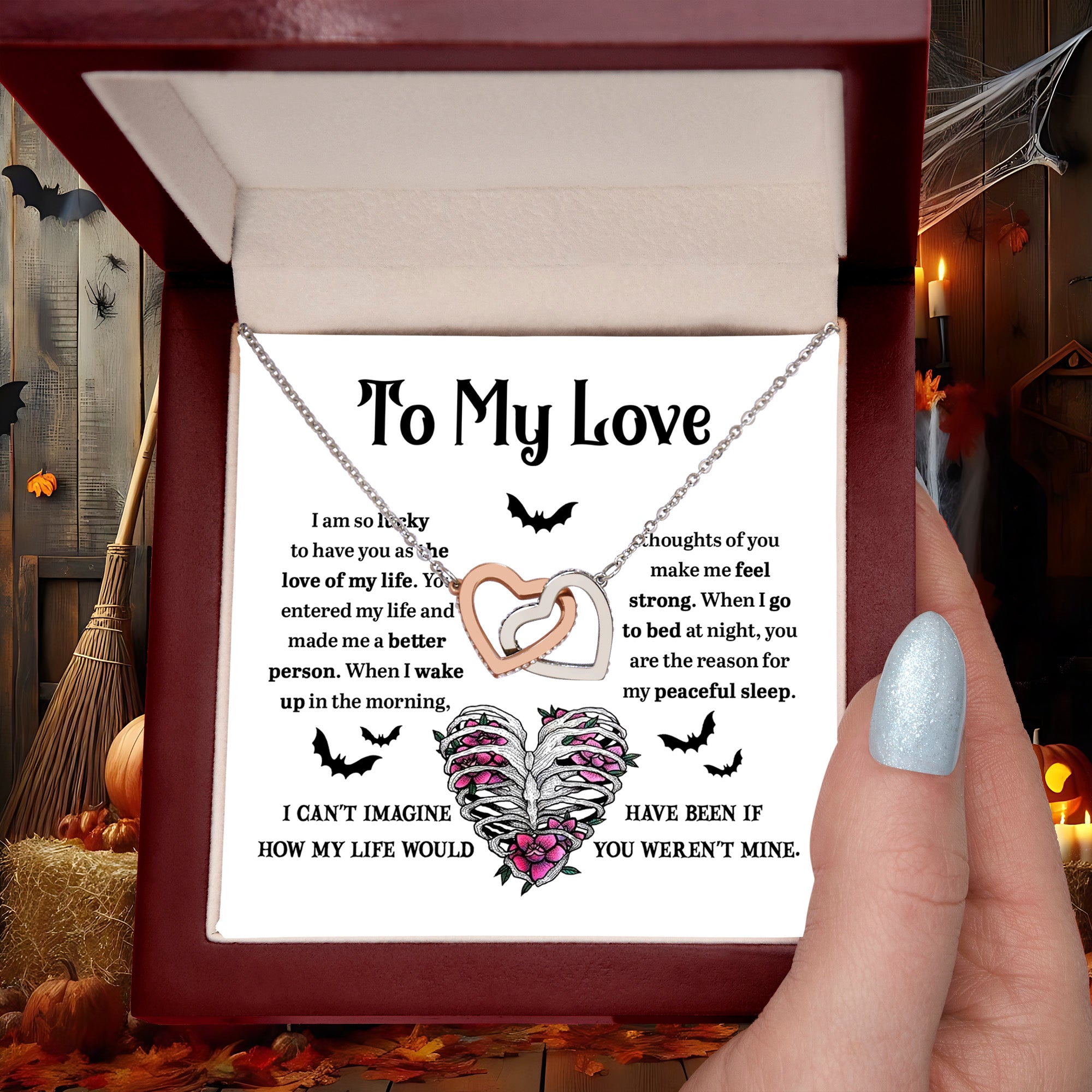 Soulmate - Better Person Halloween Interlocking Hearts Necklace - Mallard Moon