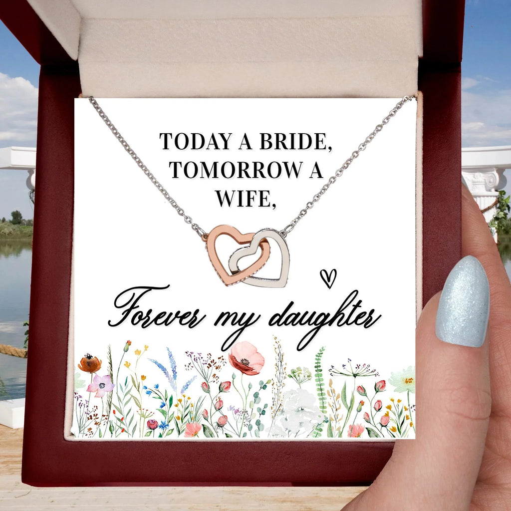 Gift For Daughter - Today a Bride - Interlocking Hearts Necklace