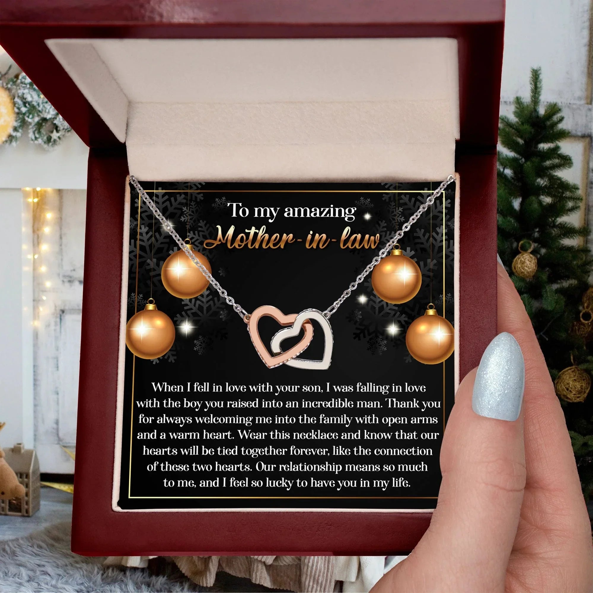To My Amazing Mother-in-law Our Two Hearts Pendant Necklace