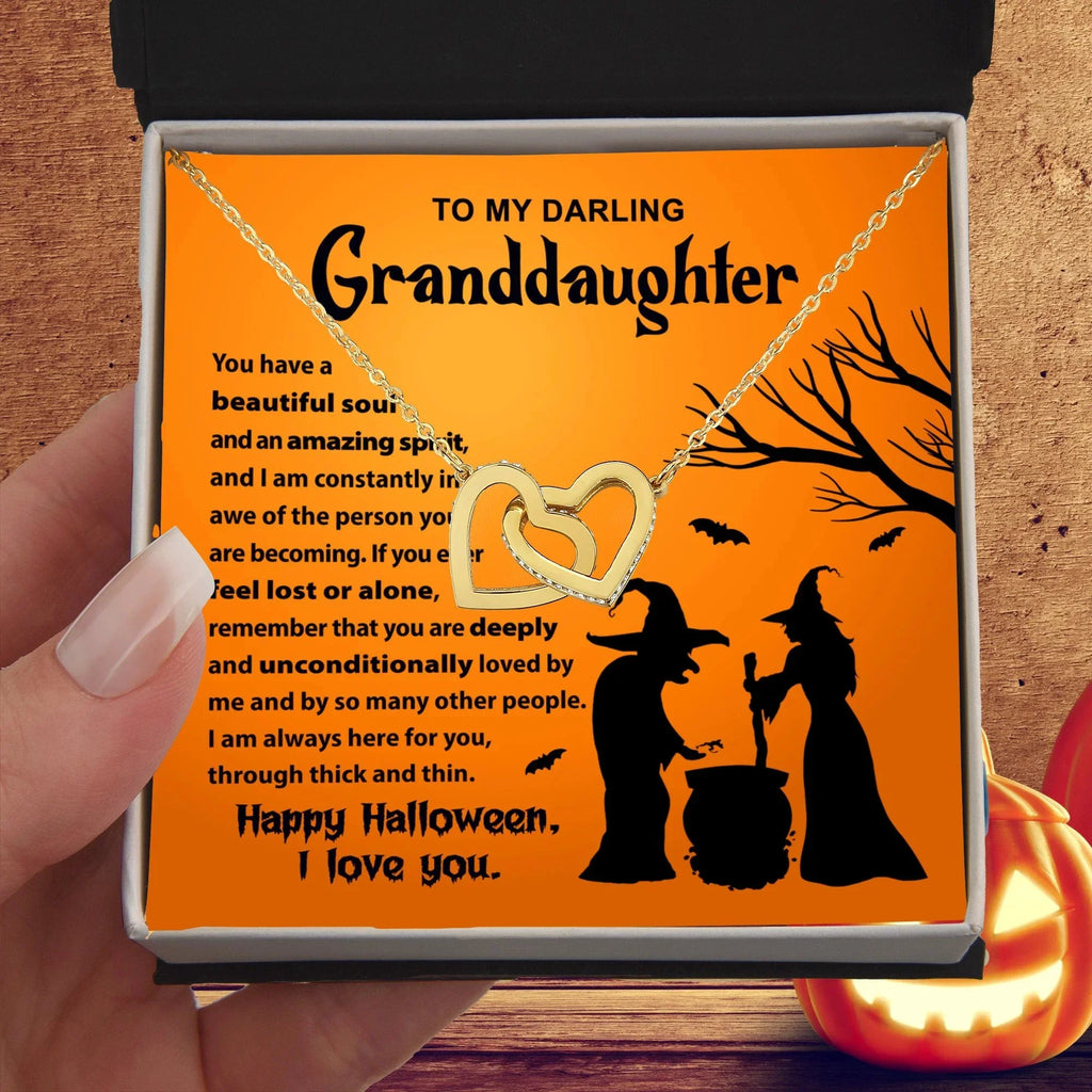 Granddaughter - Amazing Spirit Halloween Interlocking Hearts Pendant Necklace
