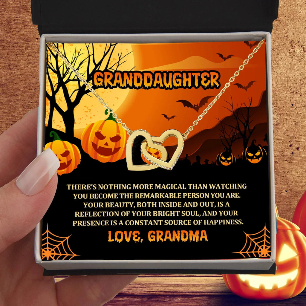 Granddaughter Halloween Nothing More Magical Personalized Interlocking Hearts Pendant Necklace