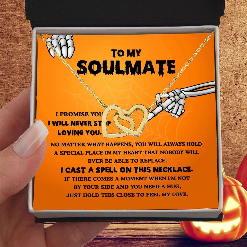 Soulmate-Never Stop Loving Halloween Interlocking Hearts Necklace