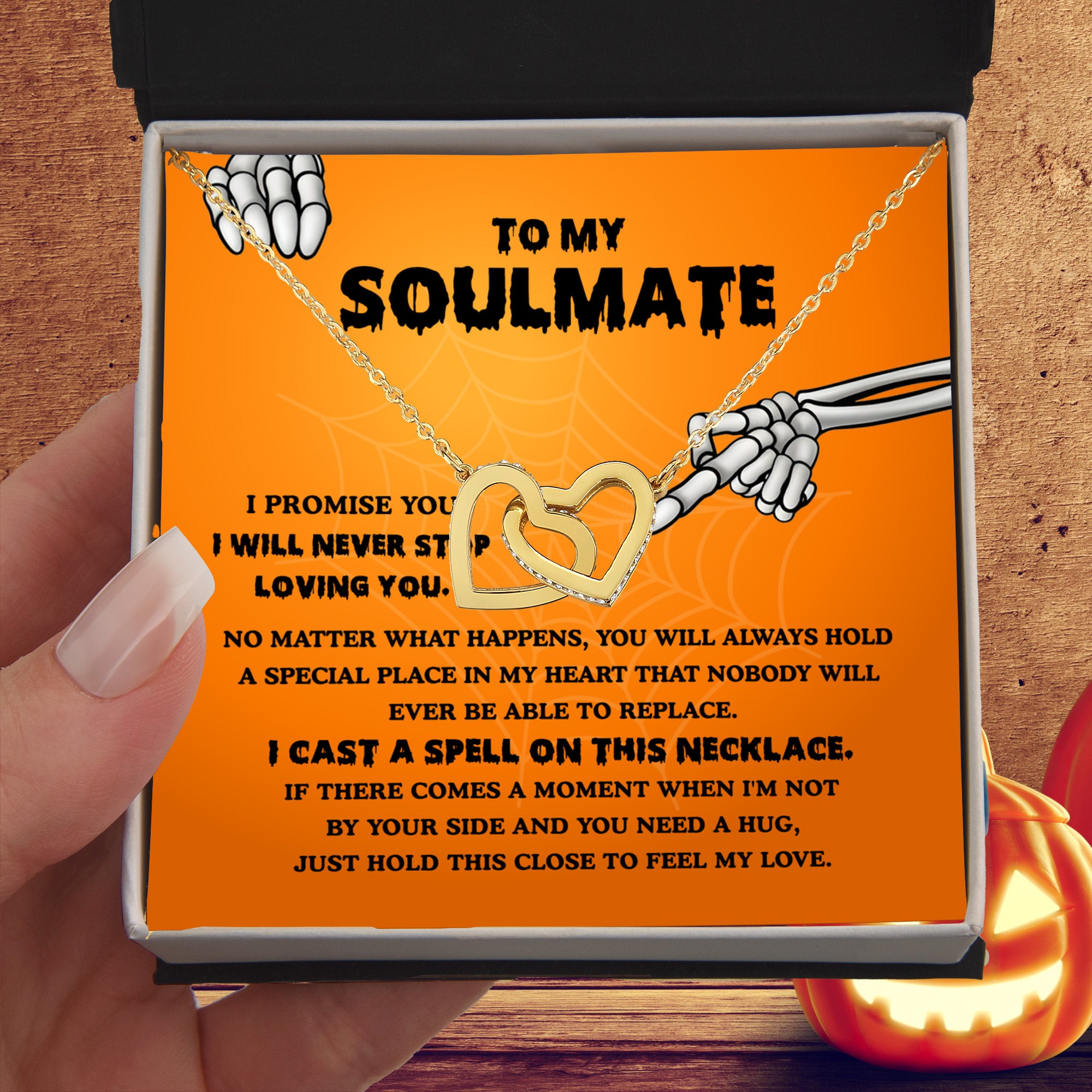 Soulmate-Never Stop Loving Halloween Interlocking Hearts Necklace - Mallard Moon