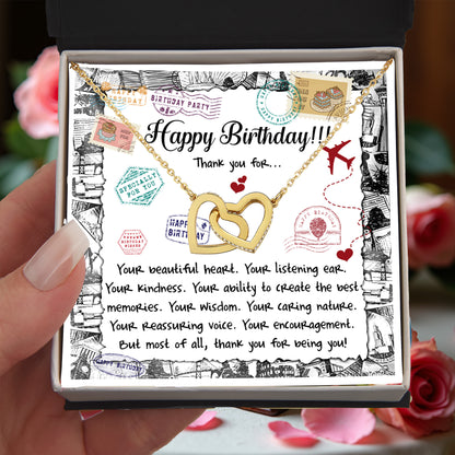 Happy Birthday Daughter Interlocking Hearts Necklace – Thank You for Being You | Meaningful Birthday Gift from Parent - Mallard Moon Gift Shop