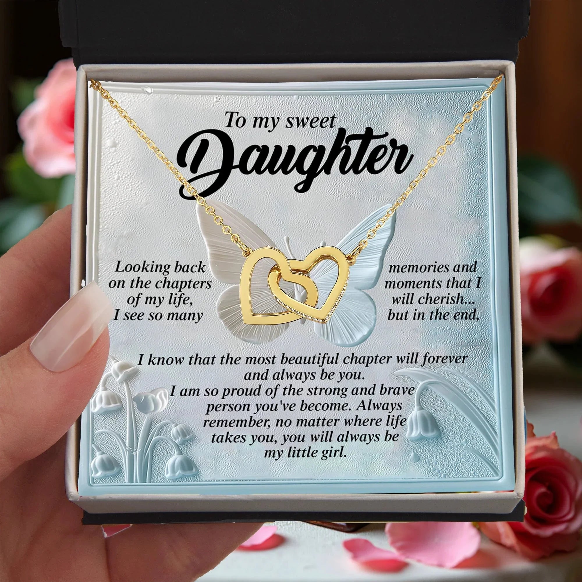 Gift for Daughter - The Most Beautiful Chapter in My Life Is You - Interlocking Hearts Necklace