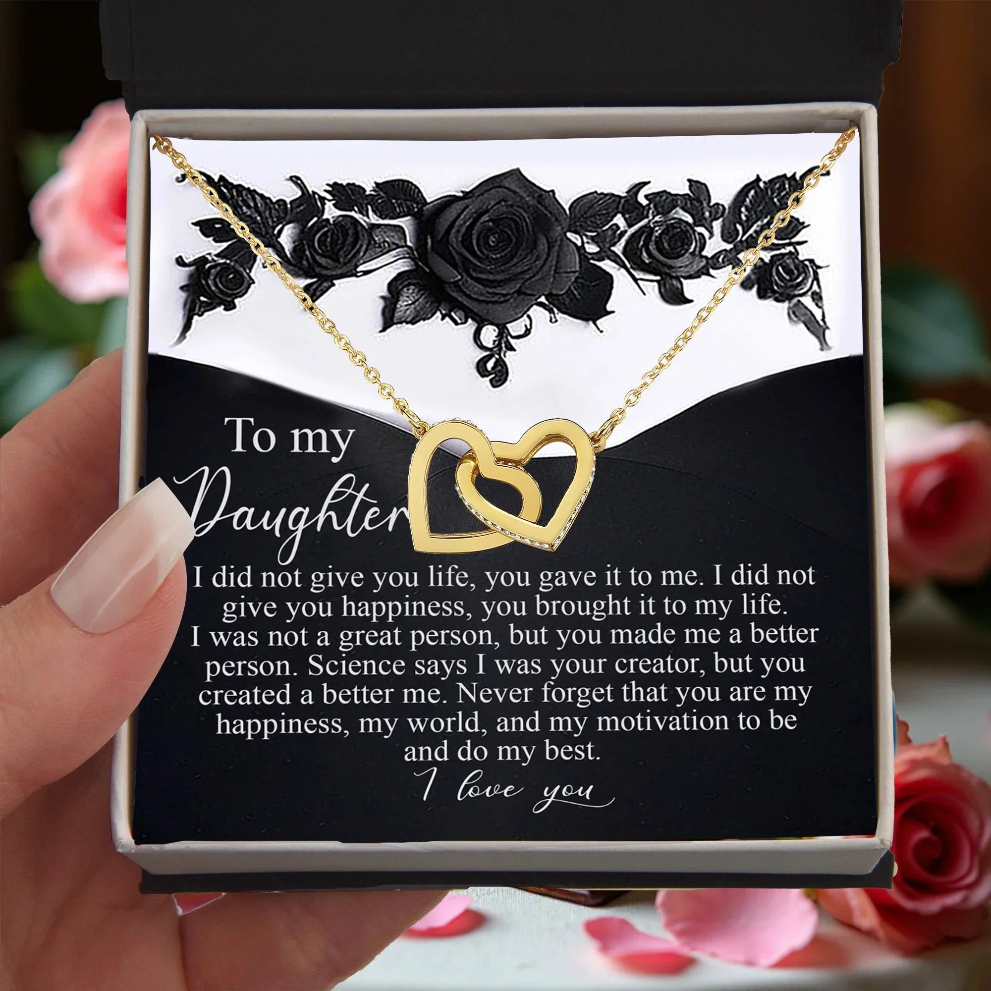 Gift for Daughter - You Made Me a Better Person - Interlocking Hearts Necklace