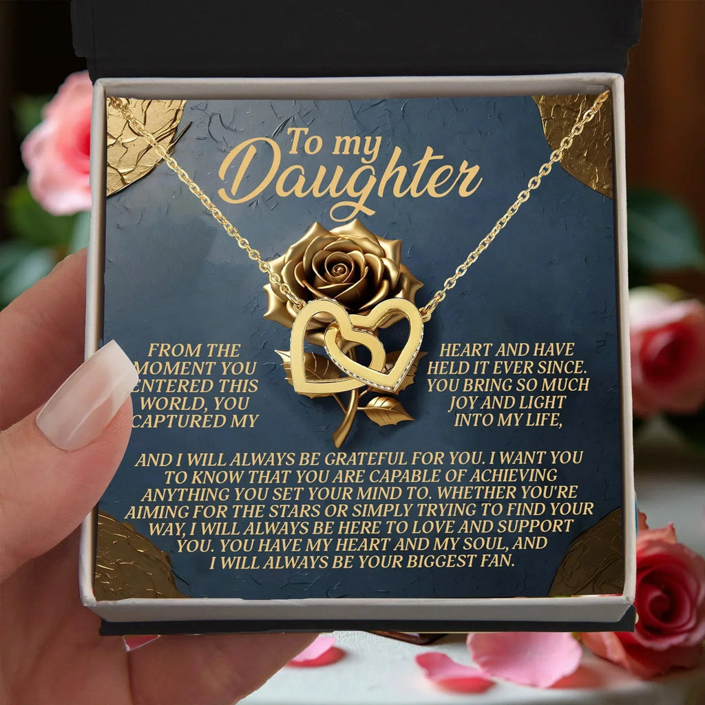 To My Precious Daughter - You Are My Greatest Blessing - Interlocking Hearts Necklace: