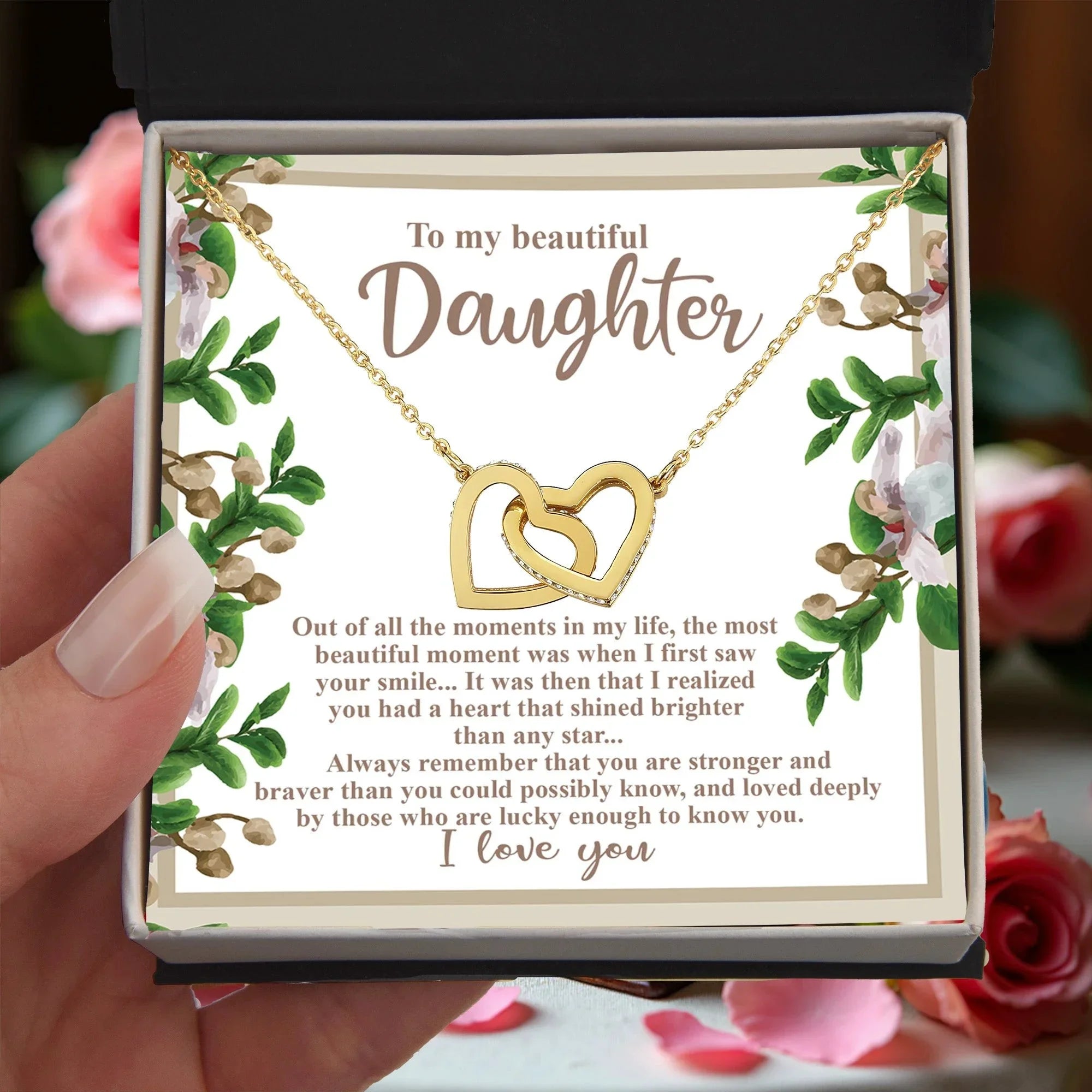 To My Beautiful Daughter - Your Heart Shines Brighter Than Any Star - Interlocking Hearts Necklace