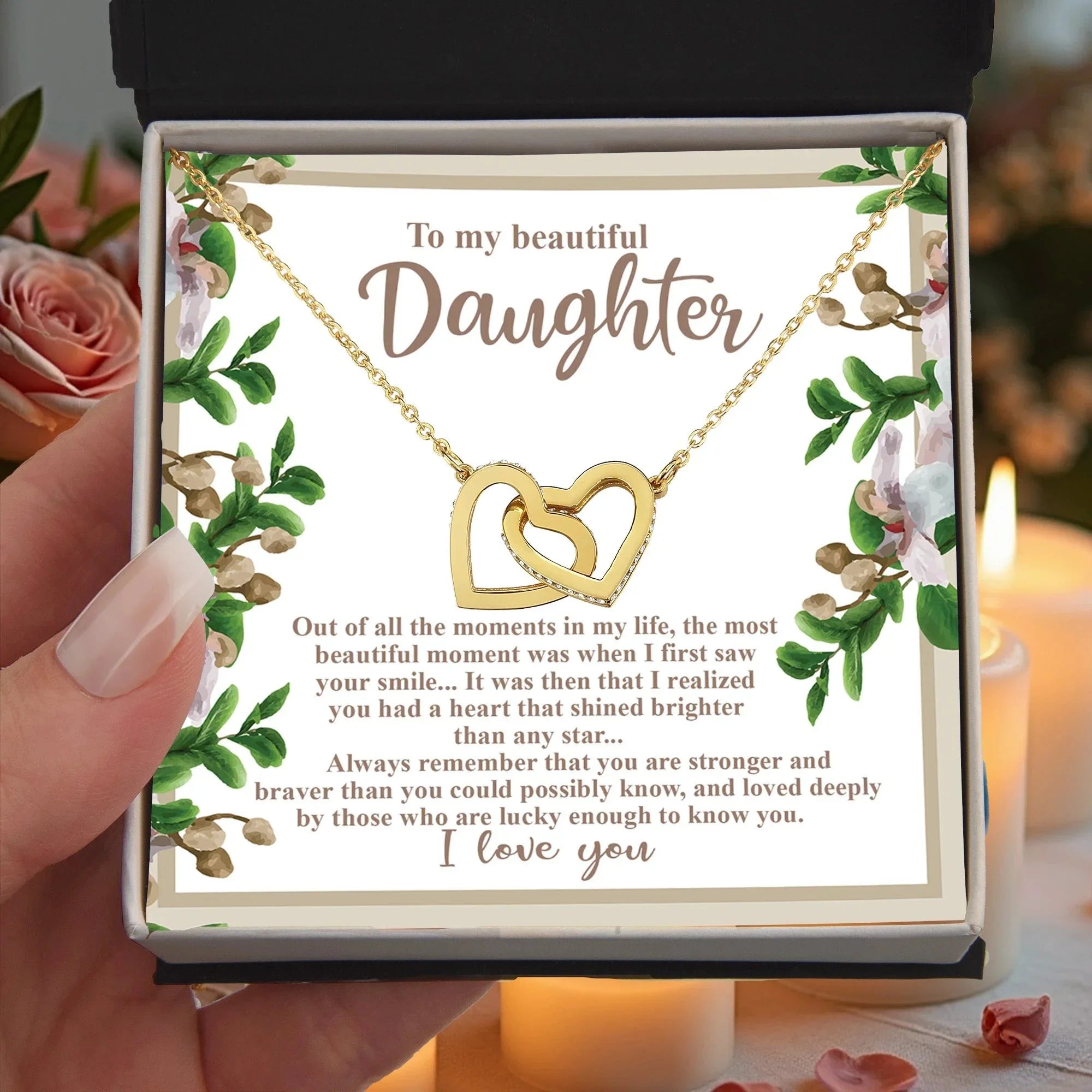 To My Beautiful Daughter - Your Heart Shines Brighter Than Any Star - Interlocking Hearts Necklace