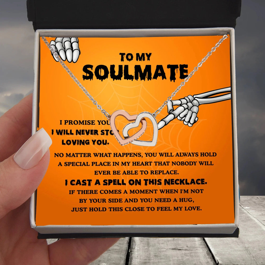 Soulmate-Never Stop Loving Halloween Interlocking Hearts Necklace