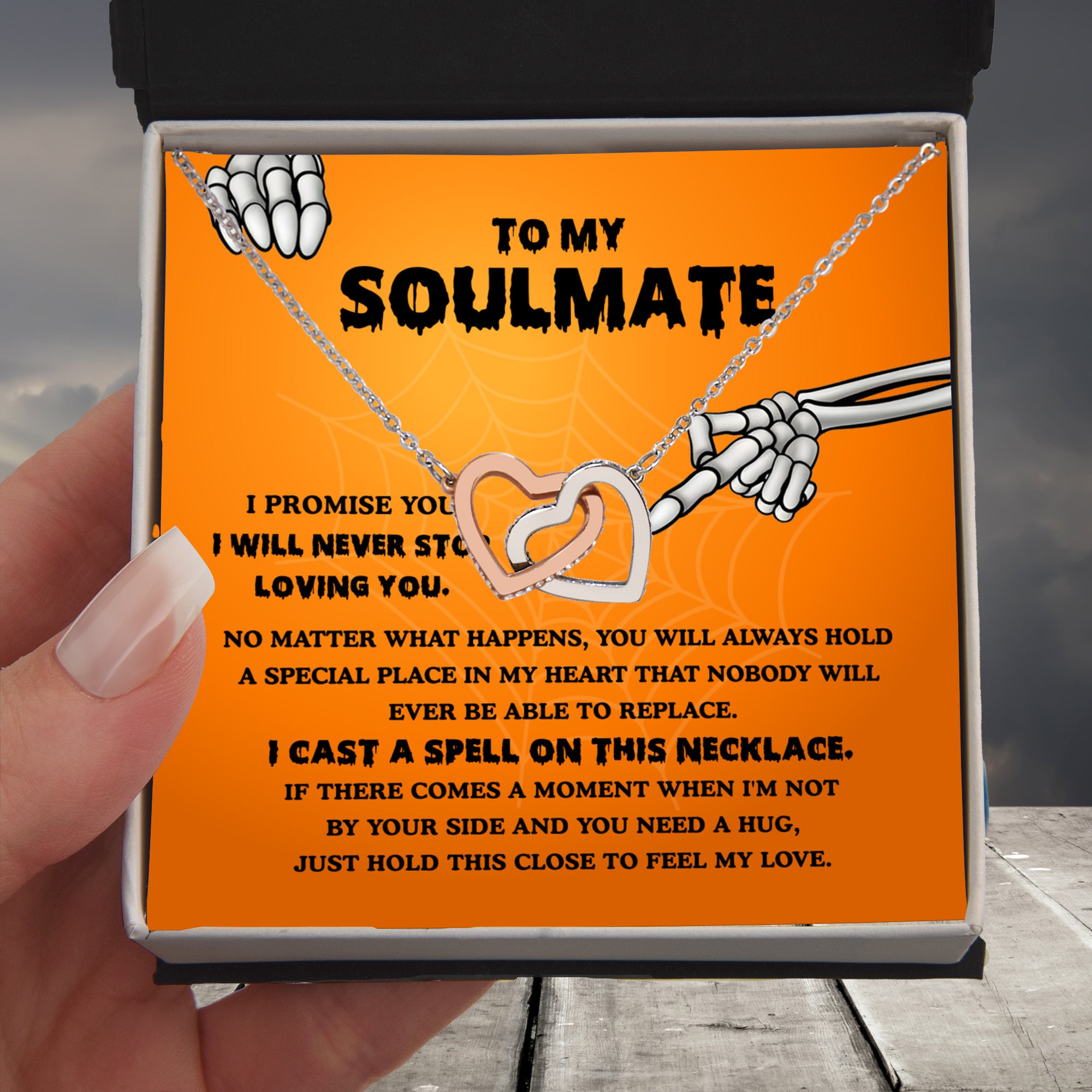 Soulmate-Never Stop Loving Halloween Interlocking Hearts Necklace - Mallard Moon