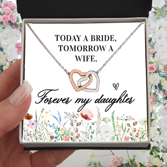 Gift For Daughter - Today a Bride - Interlocking Hearts Necklace