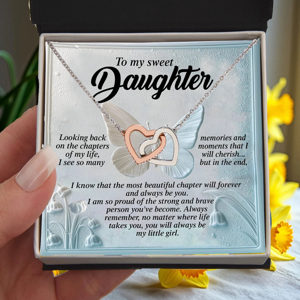 Gift for Daughter - The Most Beautiful Chapter in My Life Is You - Interlocking Hearts Necklace
