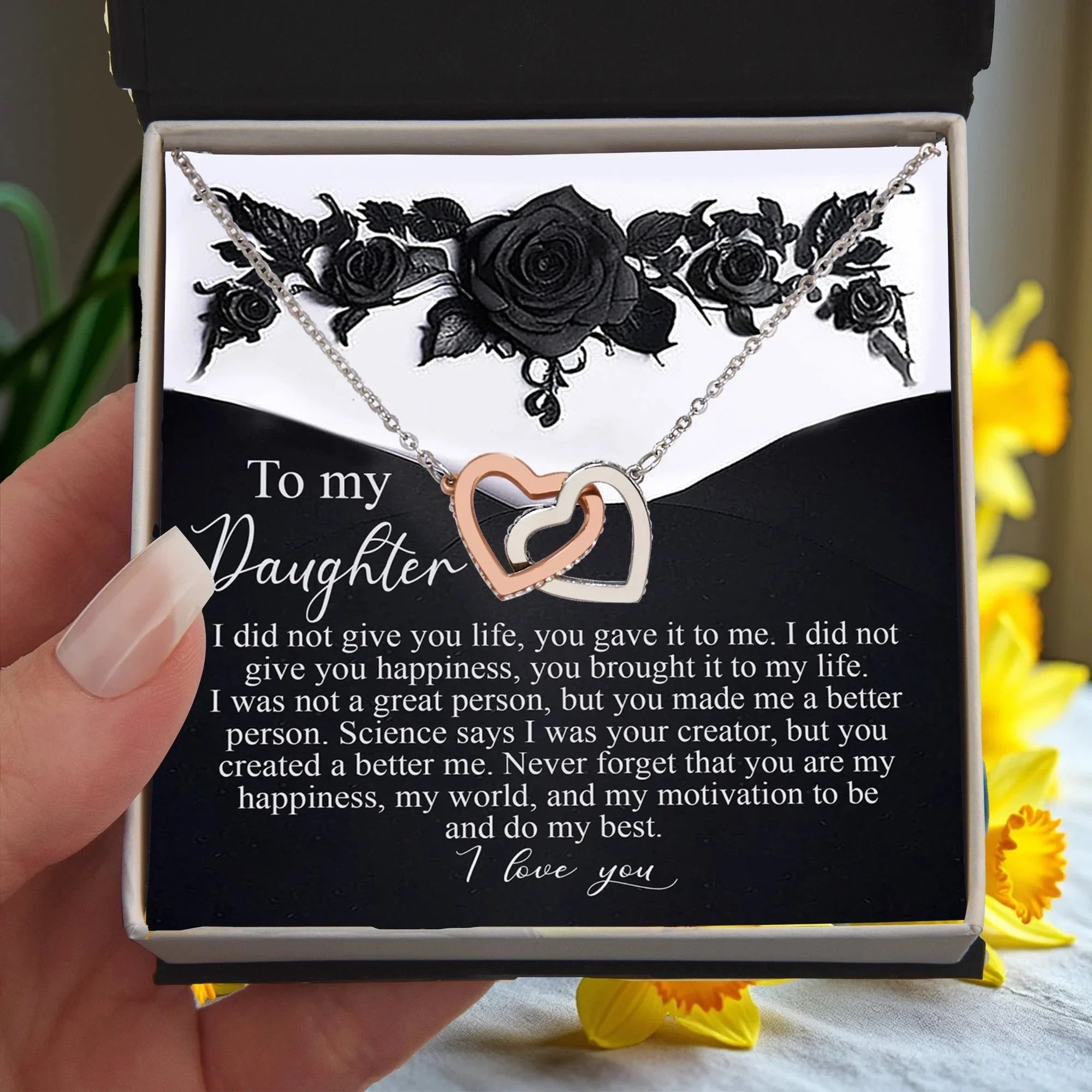 Gift for Daughter - You Made Me a Better Person - Interlocking Hearts Necklace