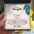 To My Daughter Interlocking Hearts Necklace – Braver, Stronger, Smarter Message from Mom | Faith-Inspired Gift for Birthday or Graduation