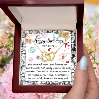 Happy Birthday Daughter Interlocking Hearts Necklace – Thank You for Being You | Meaningful Birthday Gift from Parent - Mallard Moon Gift Shop