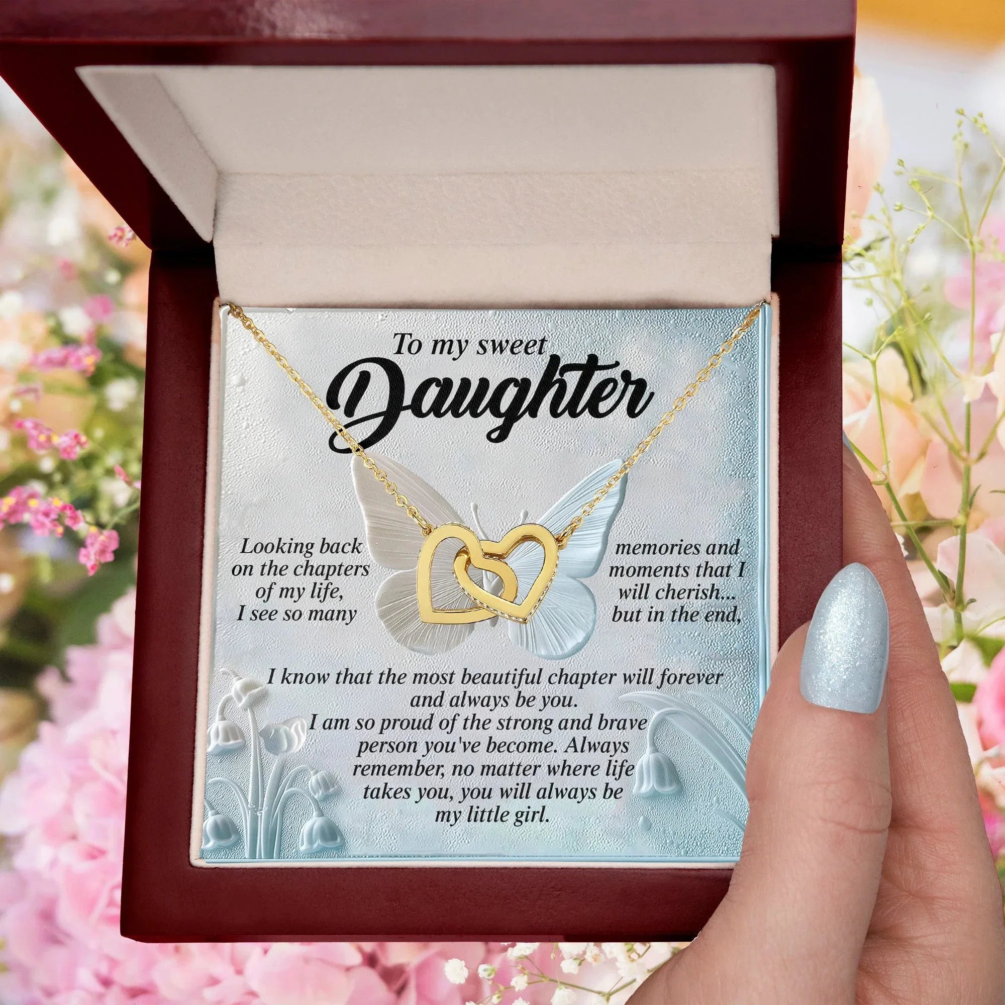 Gift for Daughter - The Most Beautiful Chapter in My Life Is You - Interlocking Hearts Necklace