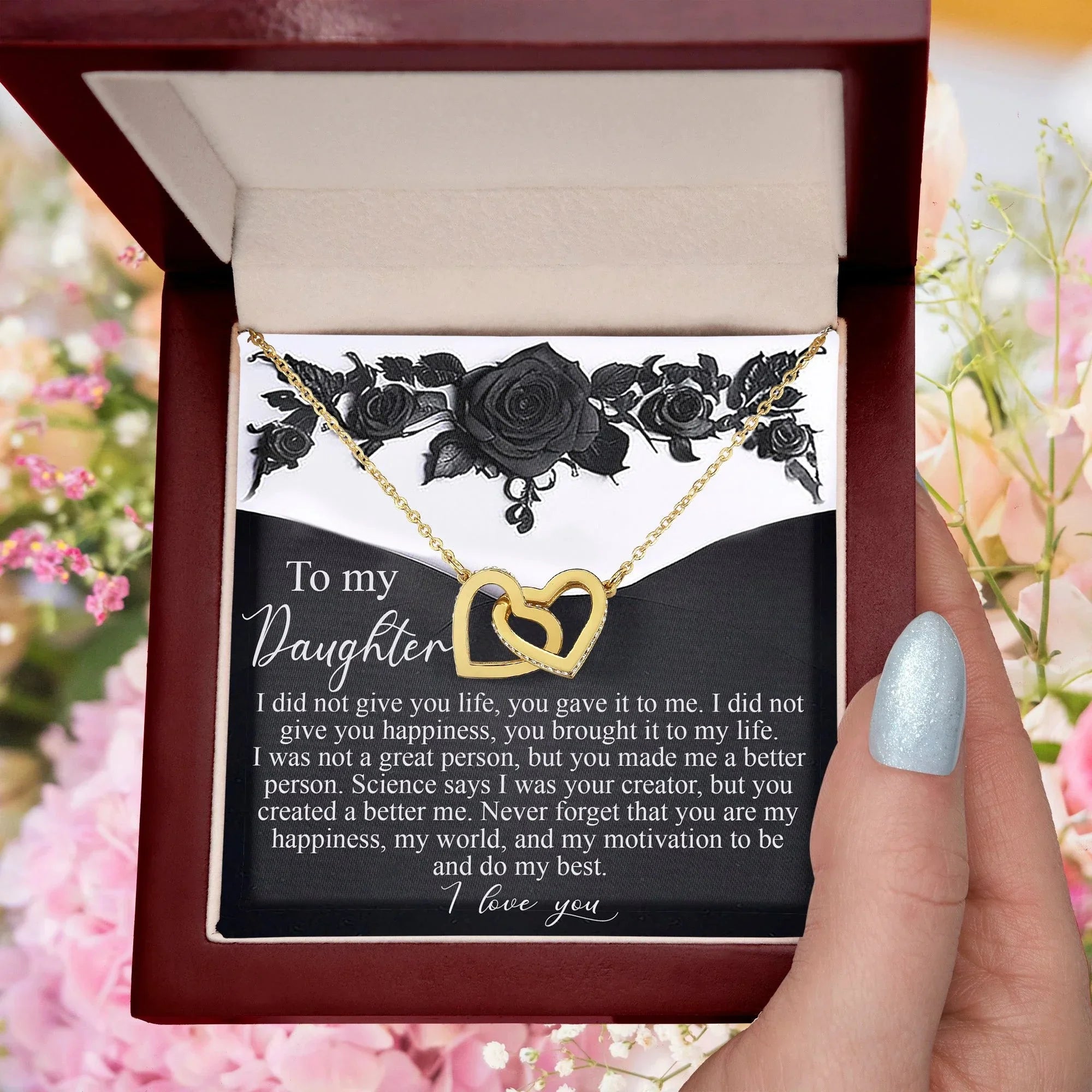 Gift for Daughter - You Made Me a Better Person - Interlocking Hearts Necklace