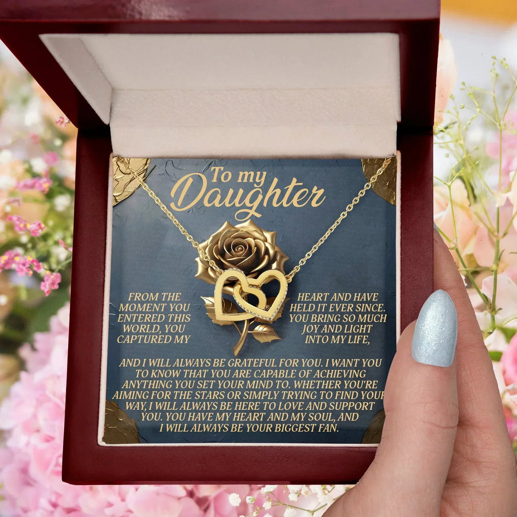 To My Precious Daughter - You Are My Greatest Blessing - Interlocking Hearts Necklace: