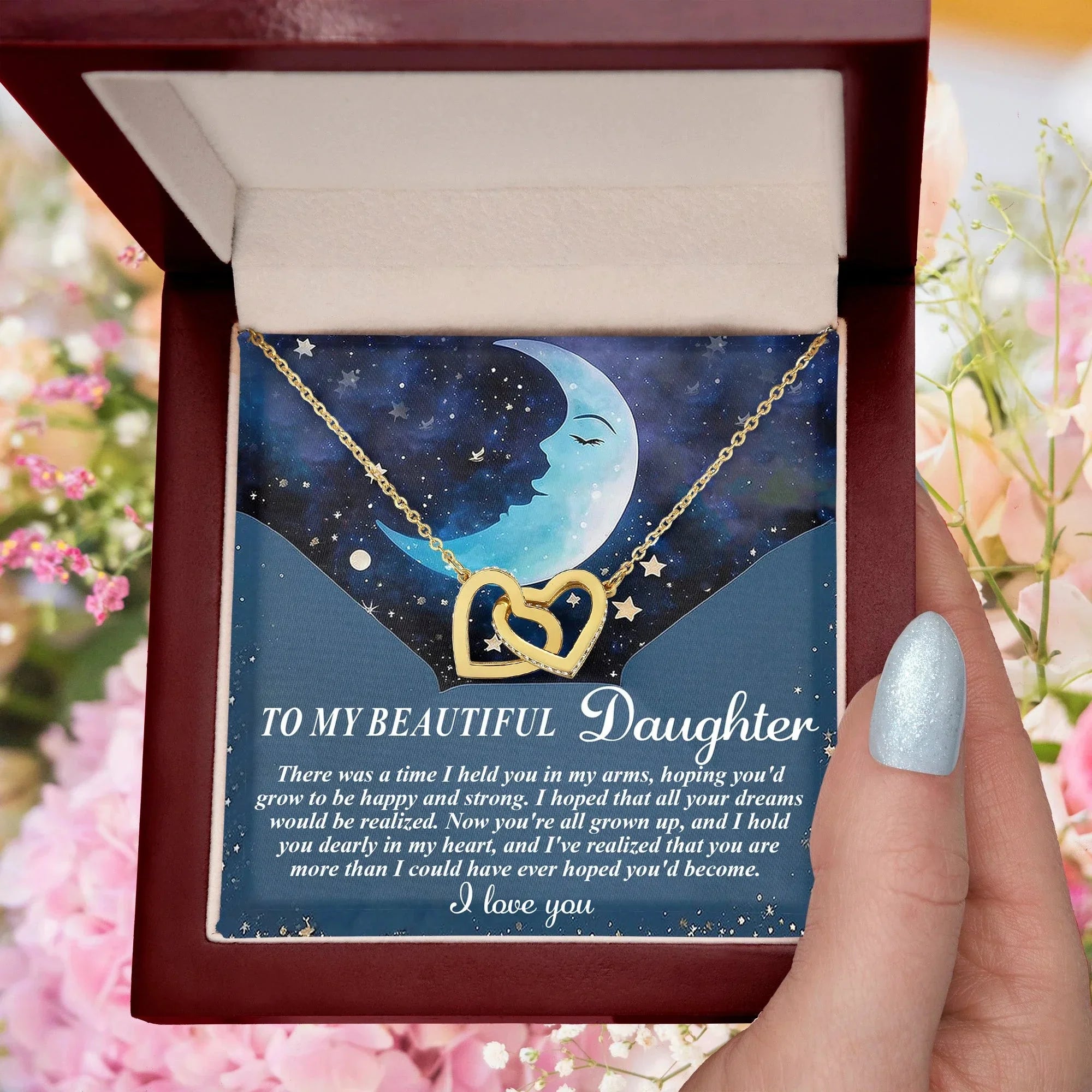 To My Daughter - Always in My Heart Interlocking Hearts Necklace