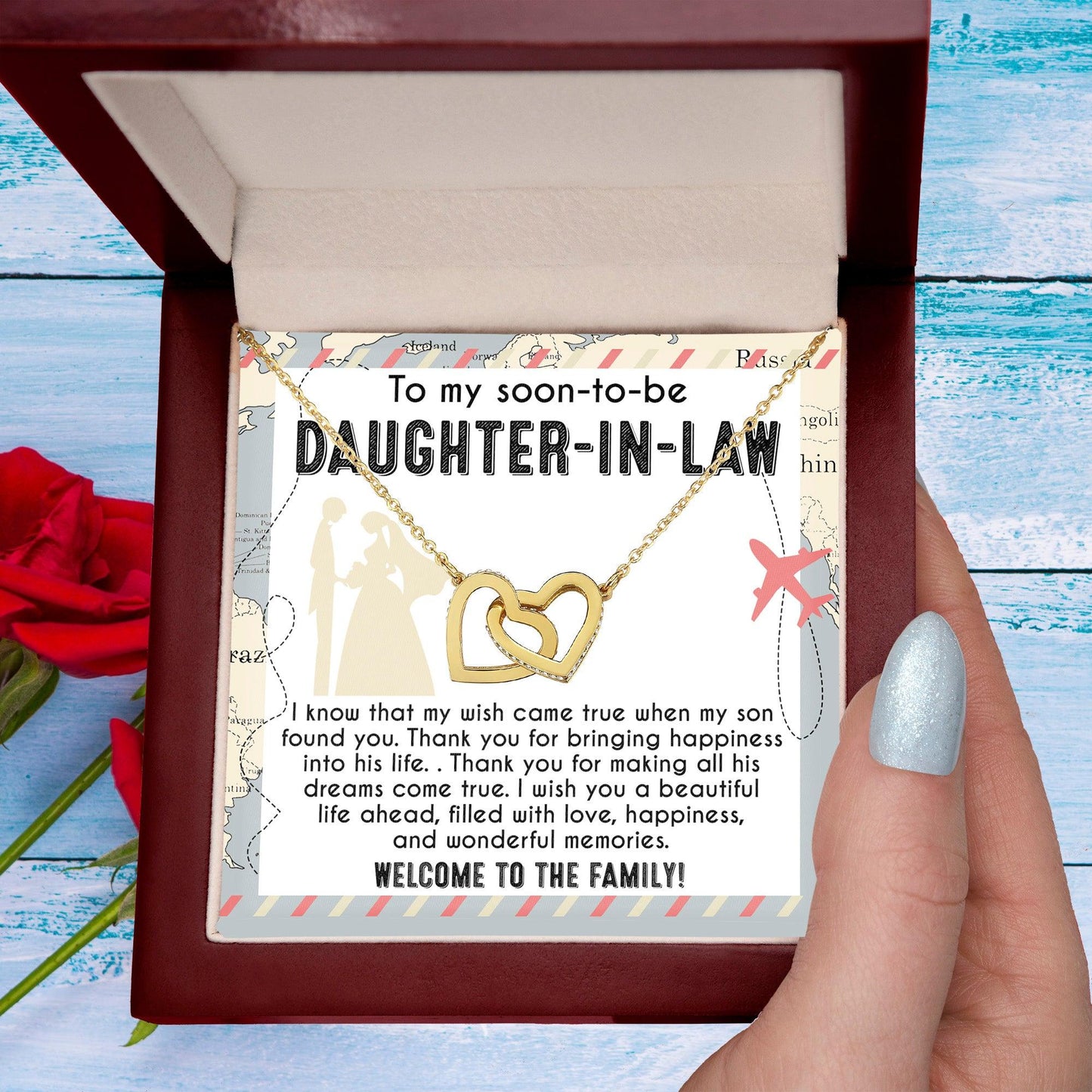 To My Soon-to-be Daughter-in-law Welcome to the Family Wedding Gift Hearts Pendant Necklace - Mallard Moon Gift Shop