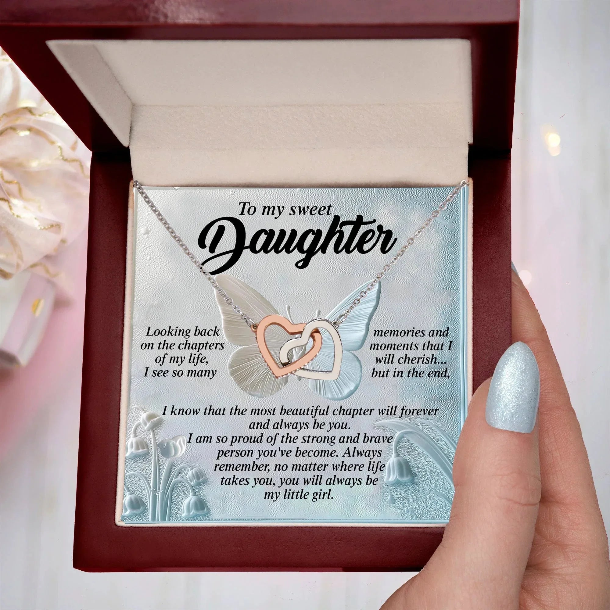 Gift for Daughter - The Most Beautiful Chapter in My Life Is You - Interlocking Hearts Necklace