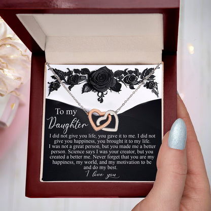 Gift for Daughter - You Made Me a Better Person - Interlocking Hearts Necklace - Mallard Moon Gift Shop