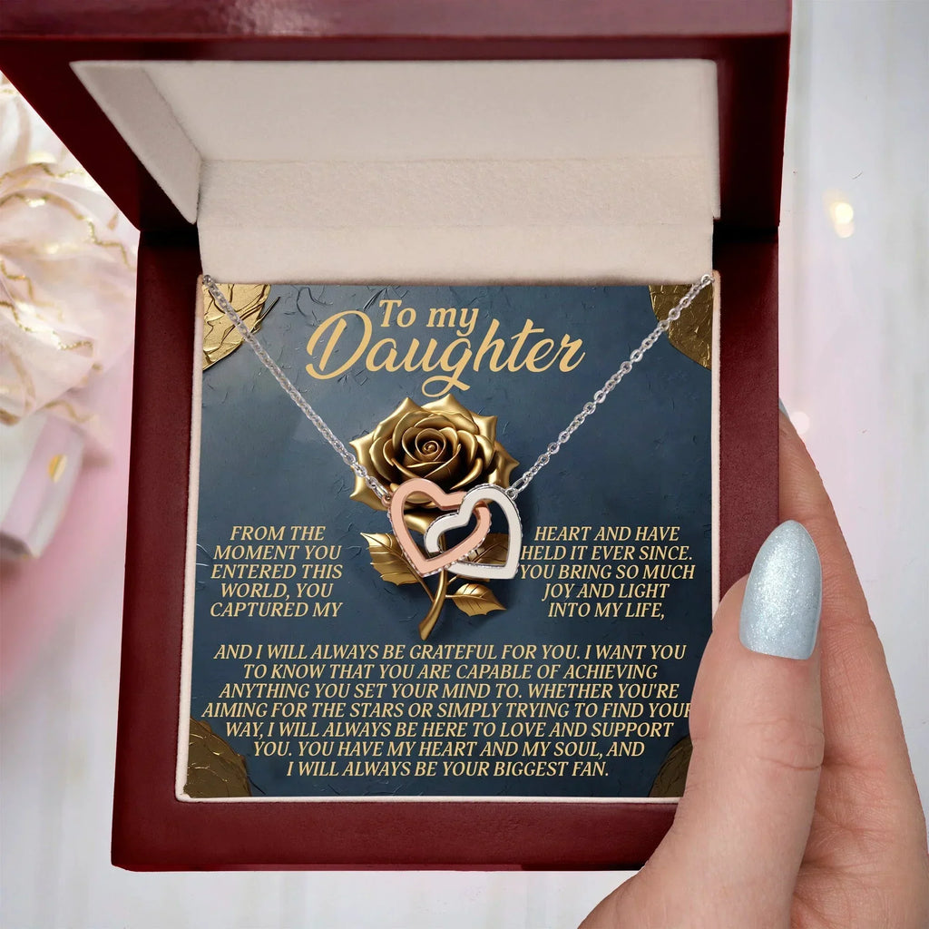 To My Precious Daughter - You Are My Greatest Blessing - Interlocking Hearts Necklace: