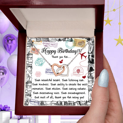 Happy Birthday Daughter Interlocking Hearts Necklace – Thank You for Being You | Meaningful Birthday Gift from Parent - Mallard Moon Gift Shop
