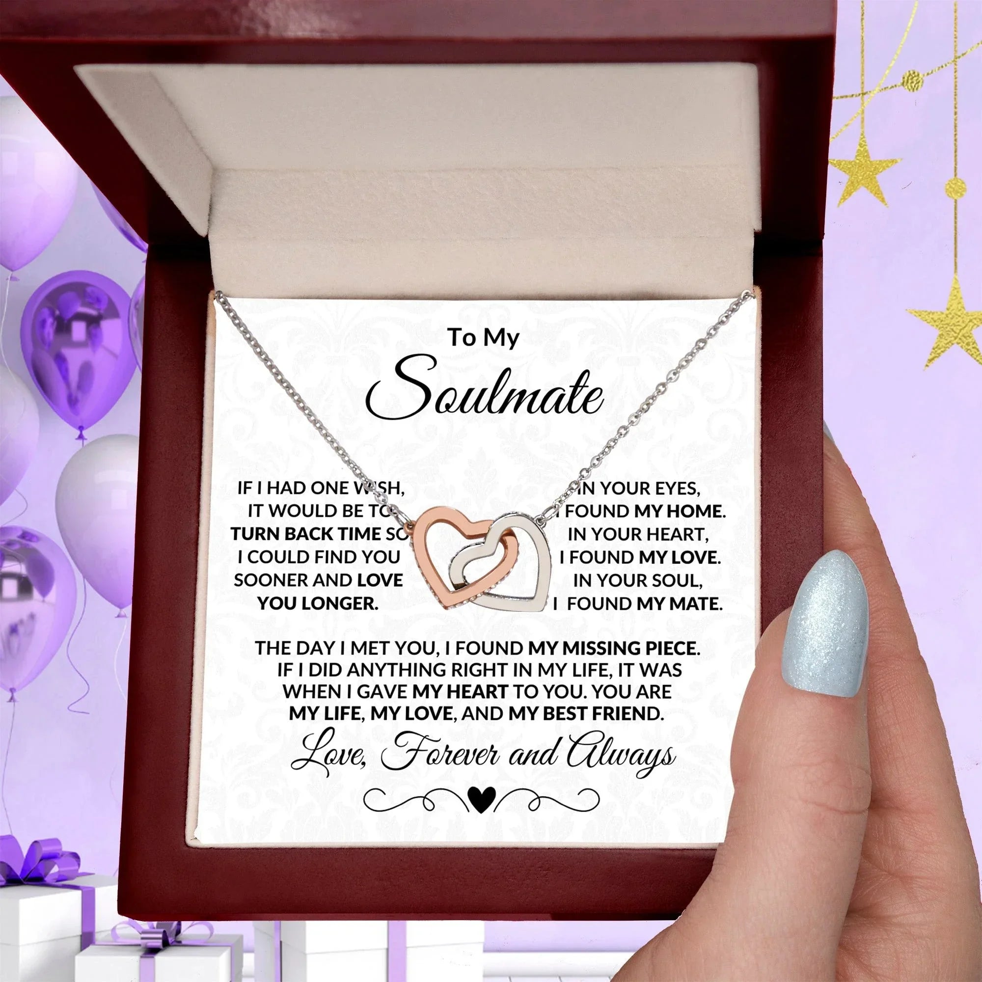 To My Granddaughter Interlocking Hearts Necklace – Intelligent, Strong, Beautiful & Kind Message Card | Heartfelt Gift