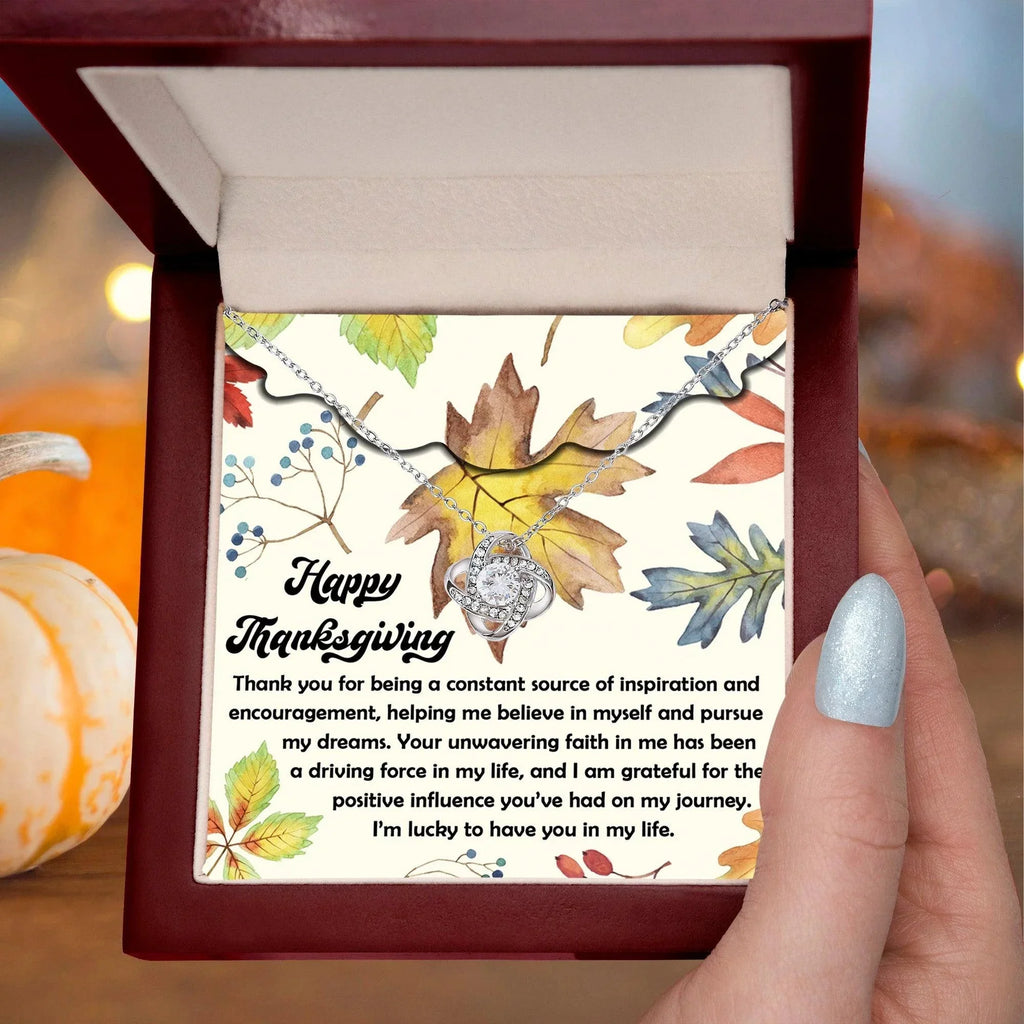 Thanksgiving Gift for Her – “On My Journey” Love Knot Necklace with Message Card | Inspirational Gratitude Gift for Mom, Mentor, or Friend