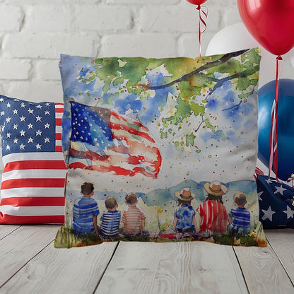 Patriotic Home Decor Waiting for Fireworks Fourth of July Indoor-Outdoor Pillow - Mallard Moon Gift Shop