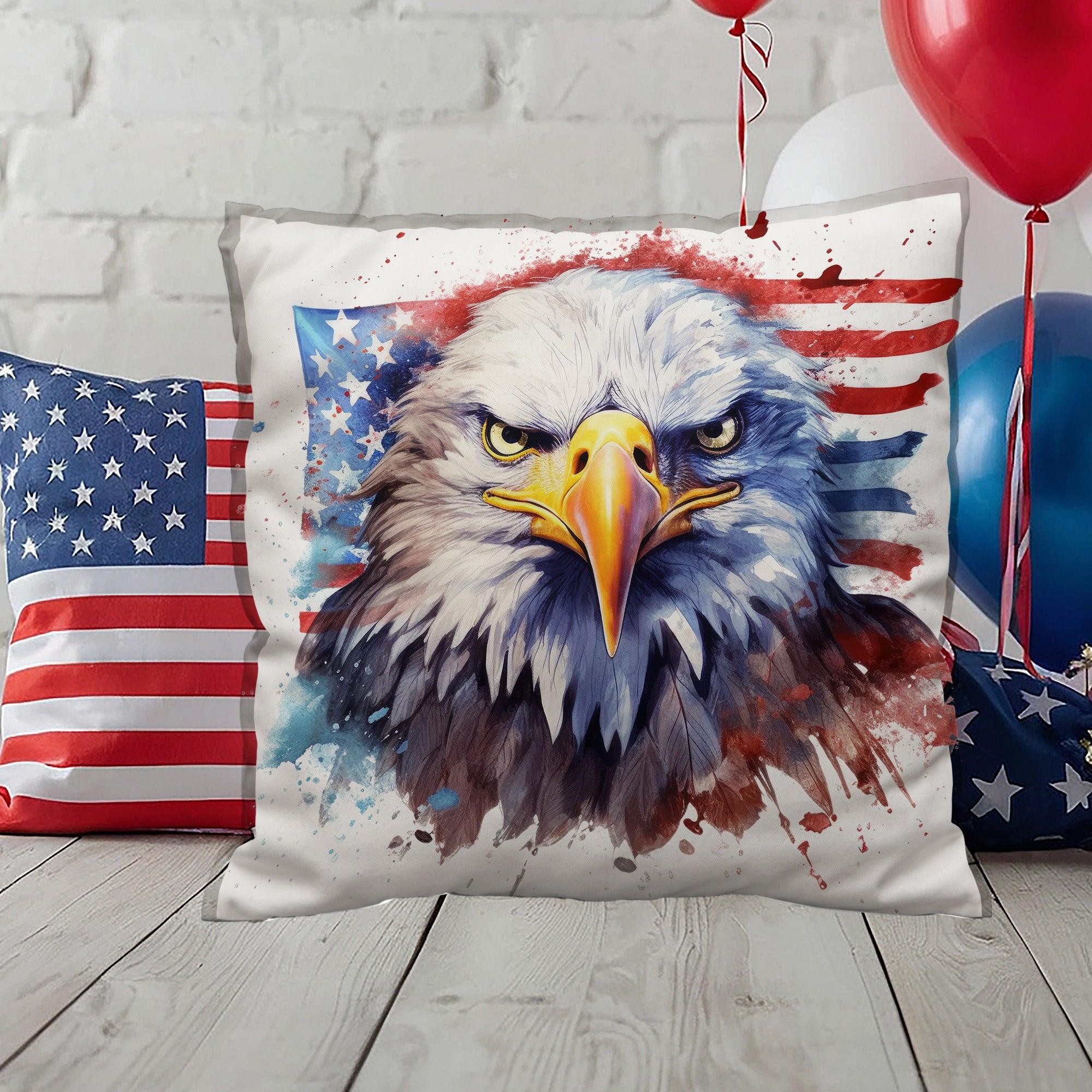 Eagle Patriotic Indoor-Outdoor Pillow - Mallard Moon Gift Shop