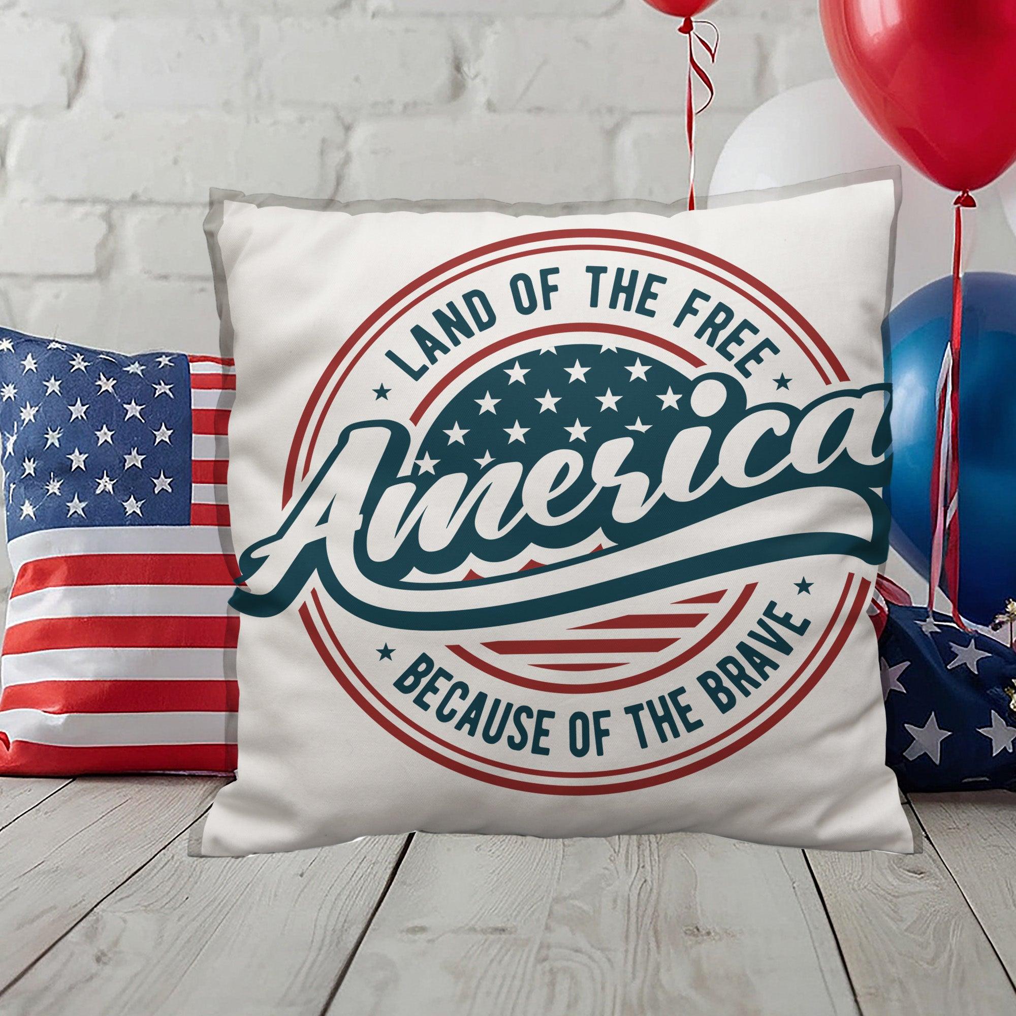 America Land of the Free Patriotic Indoor-Outdoor Pillow - Mallard Moon Gift Shop