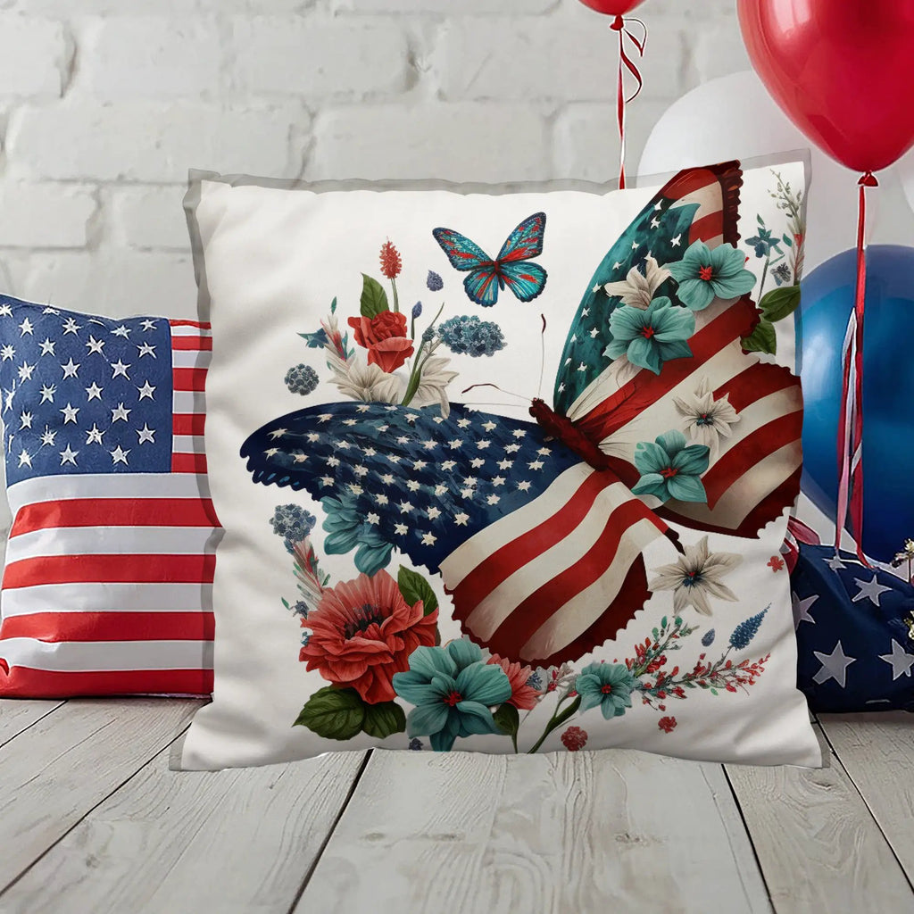 Patriotic Butterfly  Comfy Indoor-Outdoor Pillow - Mallard Moon