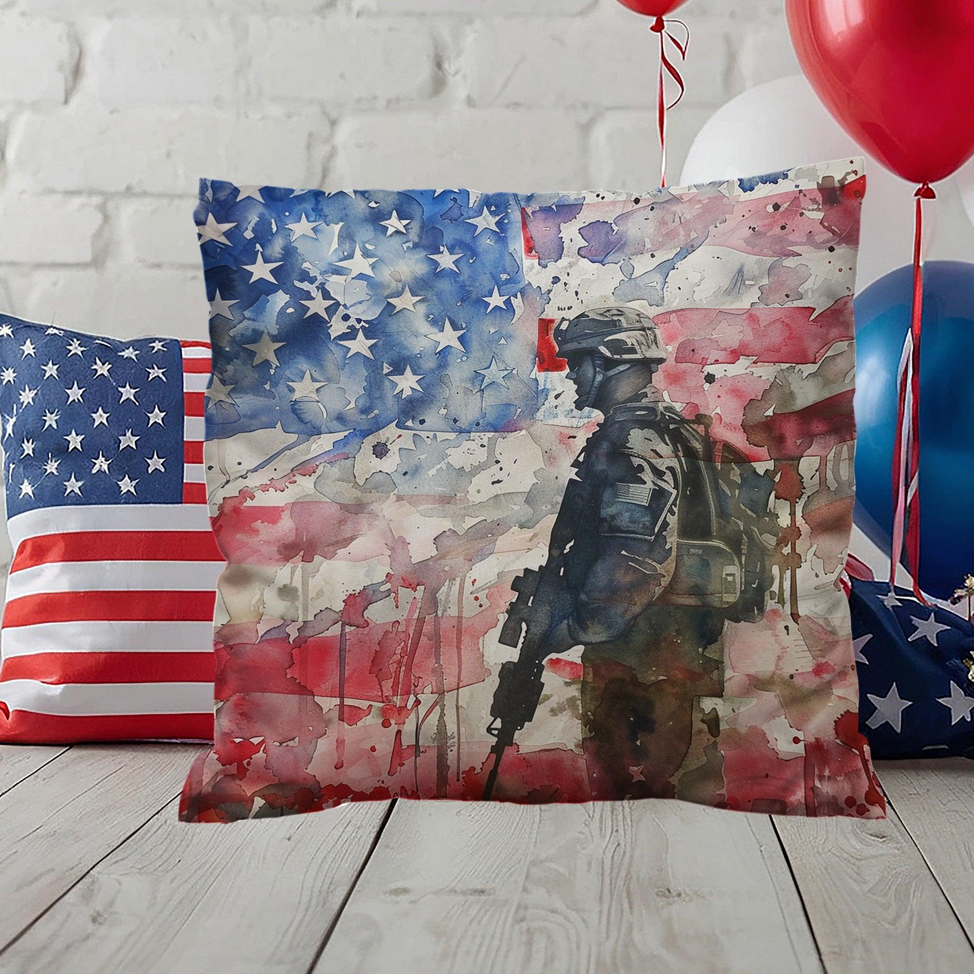American Soldier Patriotic Indoor-Outdoor-Pillow Home Decor - Mallard Moon Gift Shop