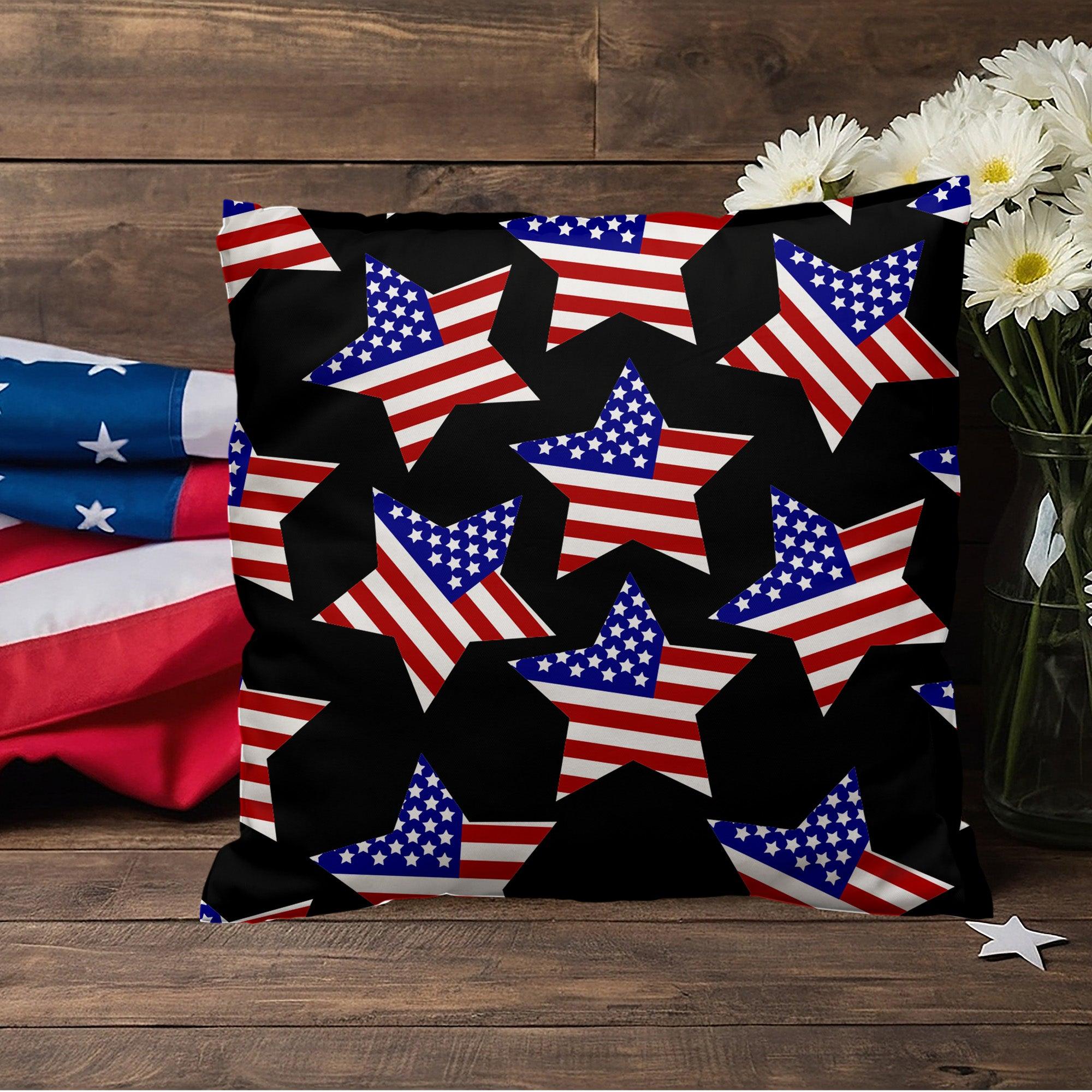 America Stars Patriotic Indoor-Outdoor Pillow - Mallard Moon Gift Shop