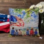 Patriotic Home Decor Waiting for Fireworks Fourth of July Indoor-Outdoor Pillow