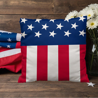 American Flag Patriotic Home Decor Indoor-Outdoor Polyester Printed Pillow - Mallard Moon Gift Shop