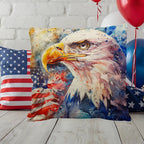 Patriotic Eagle with American Flag Pillow Cover